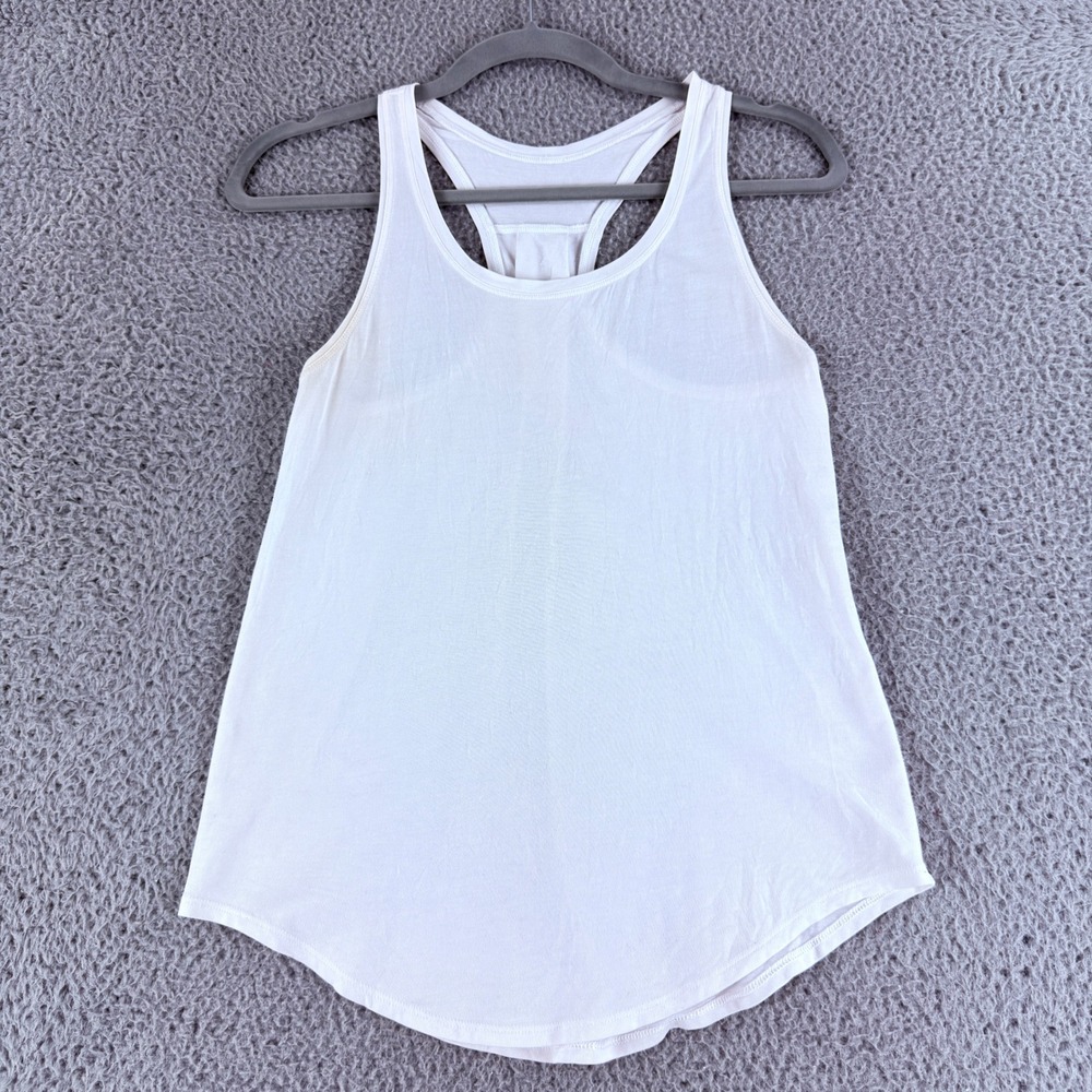 Lululemon‎ Pleated Racerback Tank Top Womens Size 4 ? White Keyhole Back